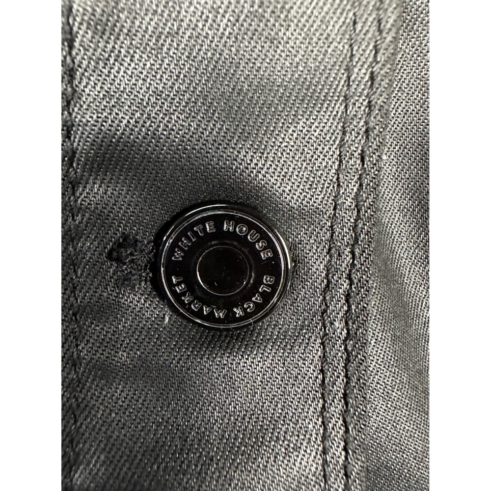 White House Black Market Womens Coated Metallic Denim Jacket Black Size 6 - Picture 10 of 11